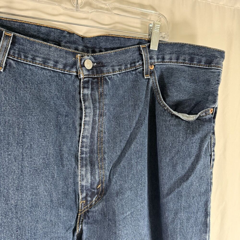 Levis 505 Jeans Men's 46x32 Medium Wash Blue Denim 5 Pocket Tapered Cotton Blend - Picture 6 of 12